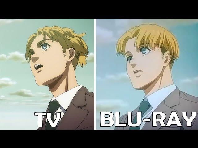 NEW ARMIN ANIMATION in Attack on Titan Final Chapters Special 2 TV vs BLU-RAY