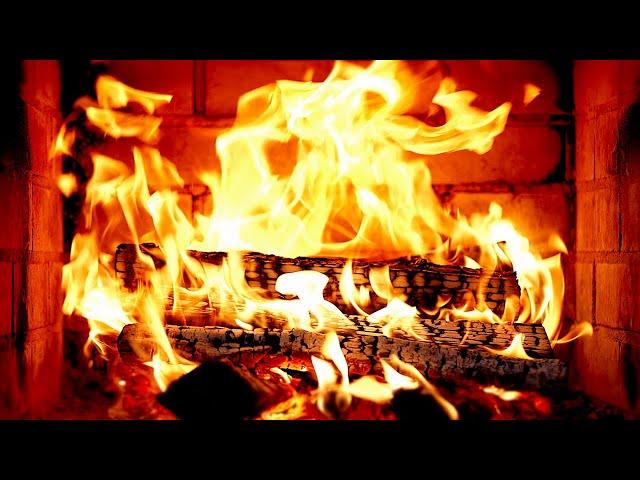  FIREPLACE Ultra HD 4K. Fireplace with Crackling Fire Sounds. Fireplace Burning. Fire Background