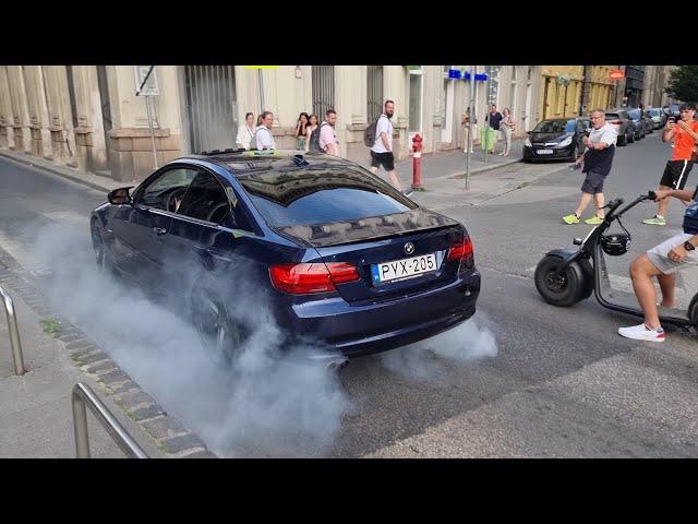 SUPERCARS BRUTAL ACCELERATION AND BURNOUT POLICEMAN FRONT + POLICE STOP