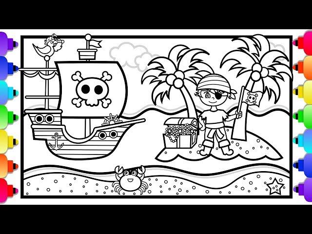 How to Draw a Pirate Ship for Kids Pirate Coloring Page 