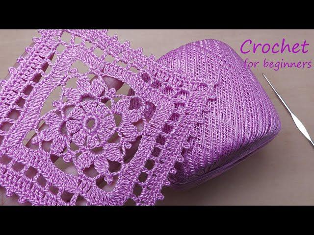 КВАДРАТНЫЙ МОТИВ вязание крючком для начинающих   EASY Crochet for beginners motif tutorial patterns