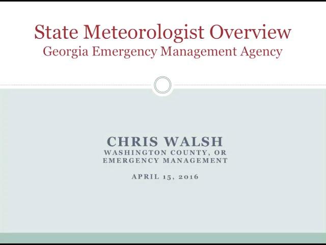 Chris Walsh, Integrating Meteorology and Emergency Management