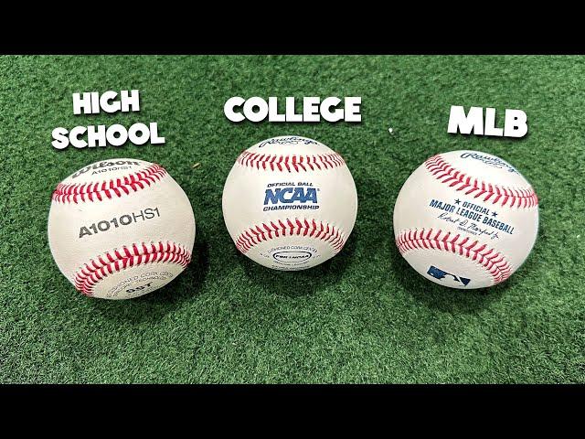 MLB Ball vs. NCAA Ball vs. HIGH SCHOOL Ball | Which baseball is hotter?