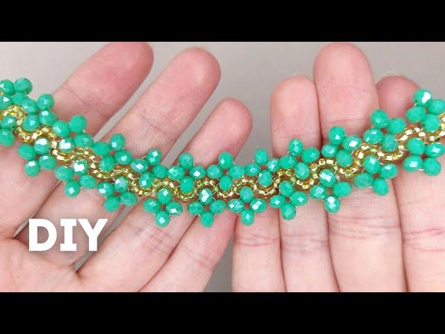 Easy Seed Bead Bracelet with Crystals Jewellery Making Tutorial for Beginners