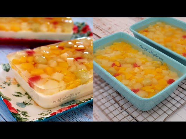 Fruit Cocktail Jelly | 2 Layered Gelatin Dessert | Super Easy!