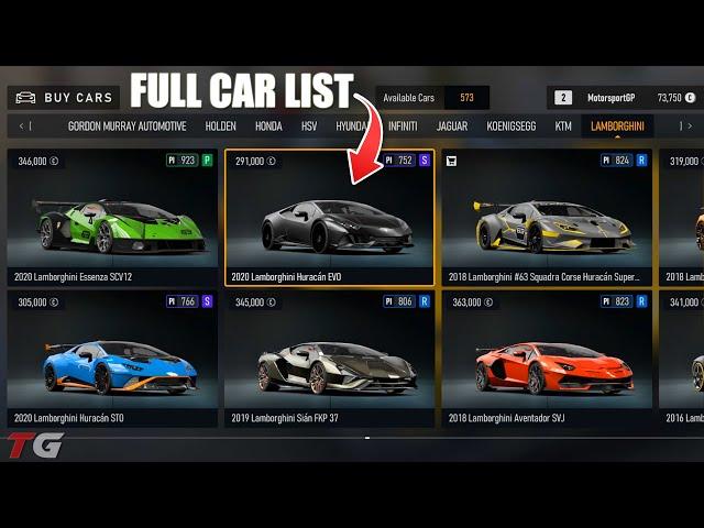 Forza Motorsport - Full Car List 2024