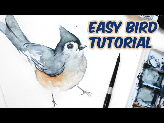 Easy watercolor bird tutorial (loose watercolors with details)