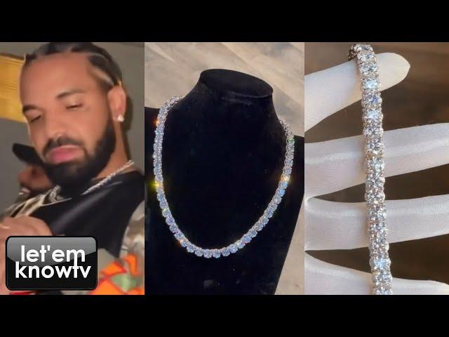 Drake Asked Alex Moss To Match His Earrings With This Crazy Diamond Necklace & Bracelet