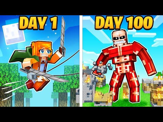 I Survived 100 DAYS in ATTACK ON TITAN Minecraft!