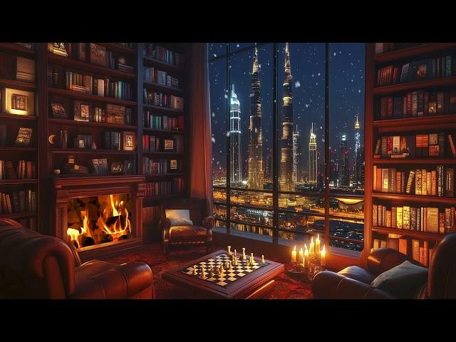 Winding Down to the Soft Crackle of Fire and Gentle Jazz While Gazing at the Dazzling Dubai Skyline