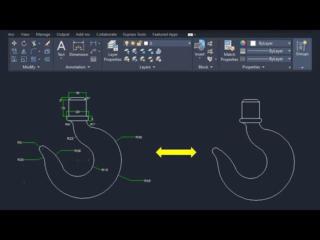 AutoCAD Practice Drawing | Crane hook in AutoCAD