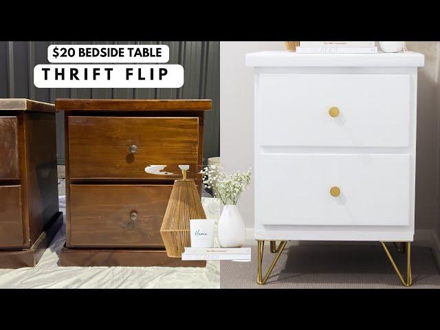 Morden Bedside Table Makeover l Nightstand Thrift Flip