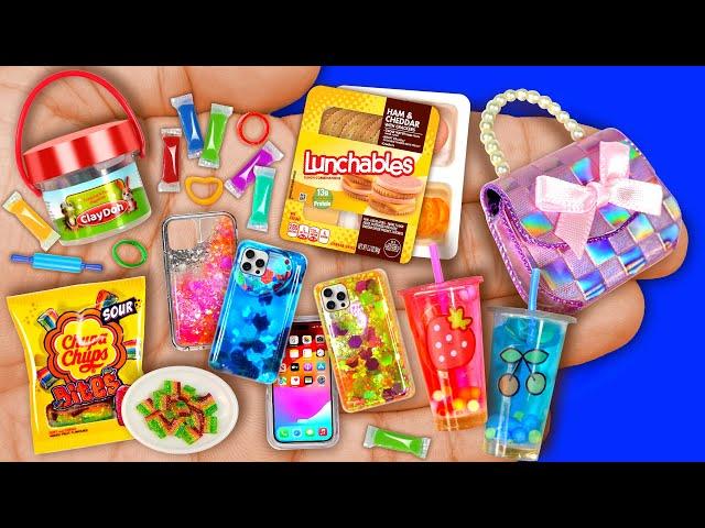 DIY Miniature How to Make Clay Chupa Chups Lunchables Kawaii Juice Liquid Glitter Phone Case Handbag