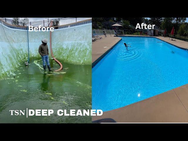 THIS HUGE POOL WAS CLOSED 2 YEARS LETS CLEAN | Pressure washing | Restoration |