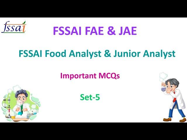 FSSAI  Food Analyst & Junior Analyst Important MCQs|  FSSAI  FAE &  JAE Exam