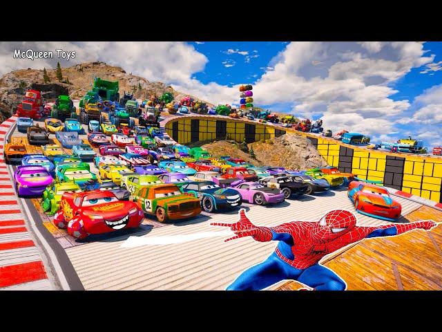 Disney Pixar Cars Lightning McQueen Mack Hauler Tow Mater Racing Toys | 8x8 Crazy Monster Truck ASMR