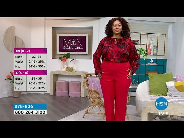 IMAN Global Chic Woven WideLeg Pant with Button Details