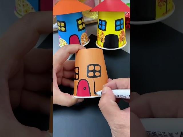 Beautiful house from cups #shortvideo #diy #sangtaodiy #handmade #merrychristmas #sángtạo