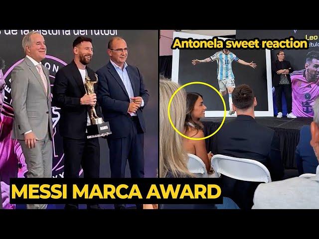 Antonela cute reaction to Messi MARCA America Award for his soccer legacy | Football News Today