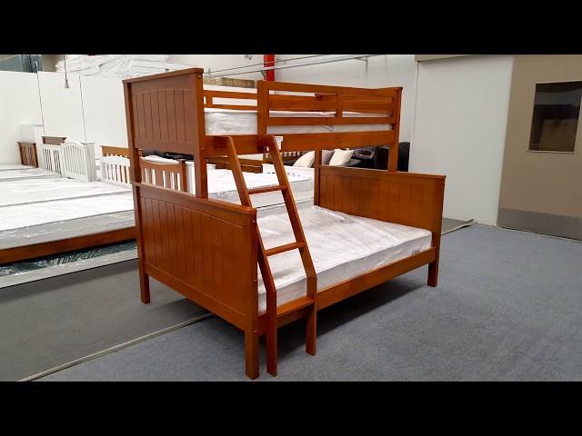 Emily Double Bunk Bed Solid Hardwood Antique Oak Colour Malaysian Made