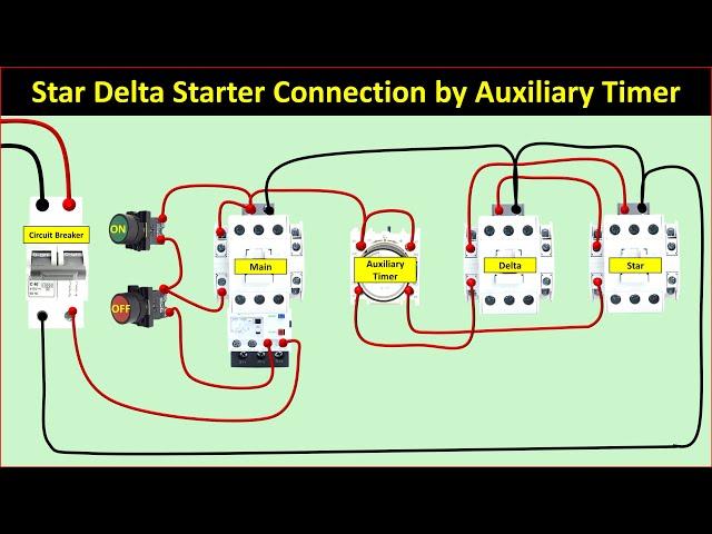 Auto Star Delta Starter Connection by Auxiliary Timer