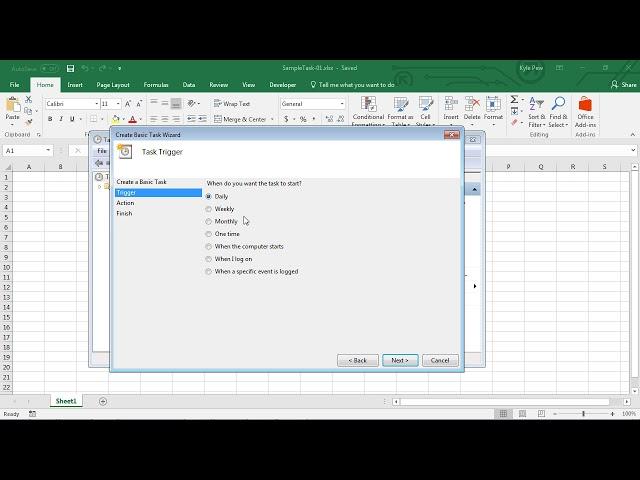 Microsoft Windows Task Scheduler with Microsoft Excel