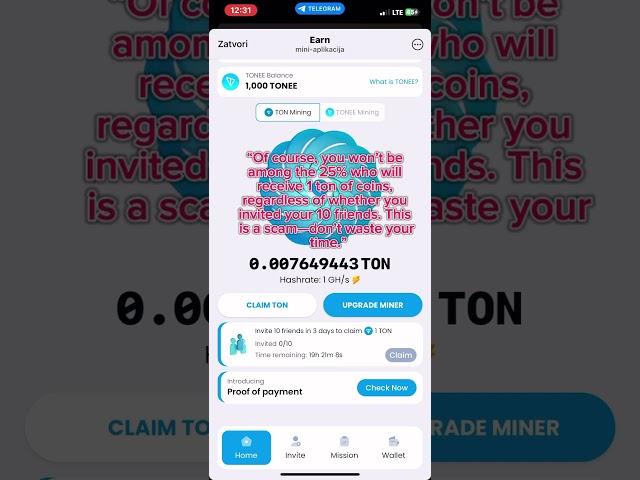 tonne app telegram cryptogam ...scam