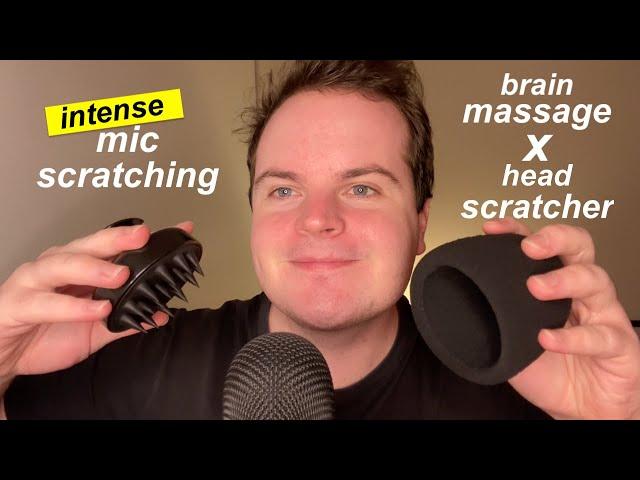 Fast & Aggressive ASMR Intense Mic Scratching w/ Brain Massage x Head Scratcher