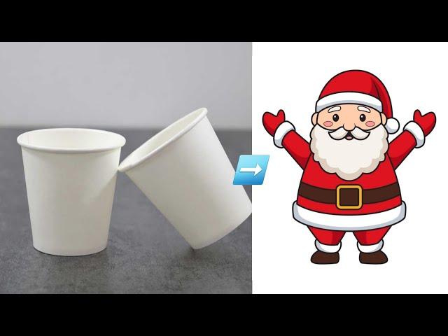 Santa Claus Making from Cups#diy#easy#bestoutofwaste#How to make Santa Claus at home