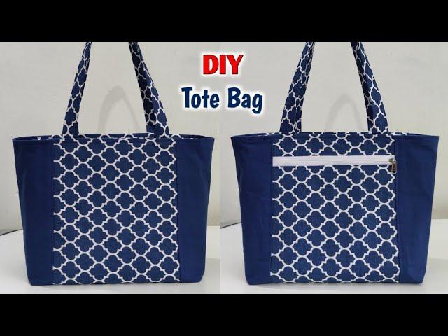 SHOPPING BAG CUTTING AND STITCHING | DIY Zippered Tote Bag Sewing Tutorial | Cloth bag making | Bags