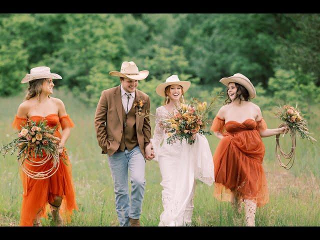 A Retro Southwestern Cowgirl-Inspired Wedding Design with Vintage Motel Vibes at Tranquility Farm