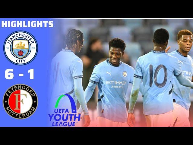 Manchester City u19 6-1 Feyenoord u19 | UEFA Youth League Highlights & Goals