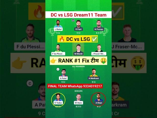 DC vs LSG Dream11 Prediction |Delhi Capitals vs Lucknow Super Giants Dream11 Prediction#ipl #dream11