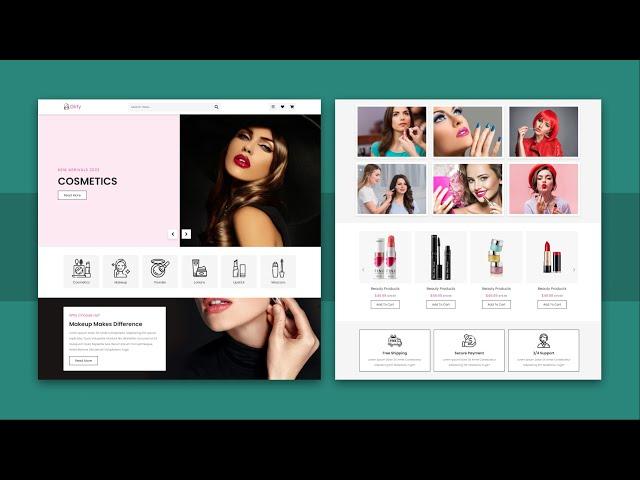 Create A Responsive Cosmetics Website Design Using HTML / CSS / SASS / JavaScript - Step By Step