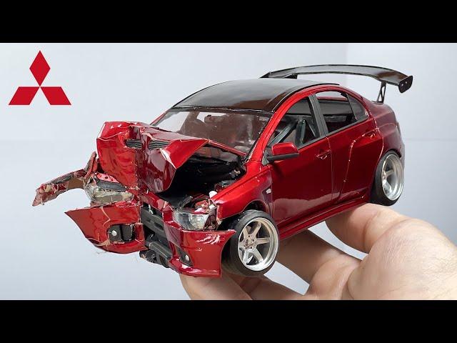 Crash Test Mitsubishi Lancer Evolution X crashed a scale model