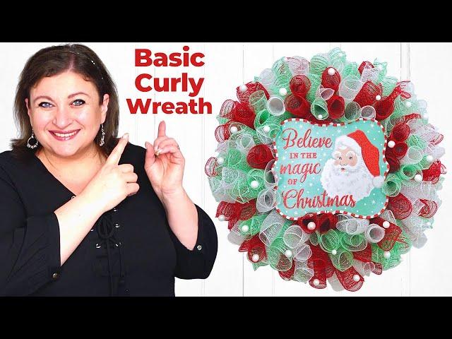 How to Make a Basic Curly Deco Mesh Christmas Wreath Tutorial