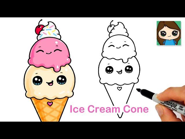 How to Draw an Ice Cream Cone Easy 