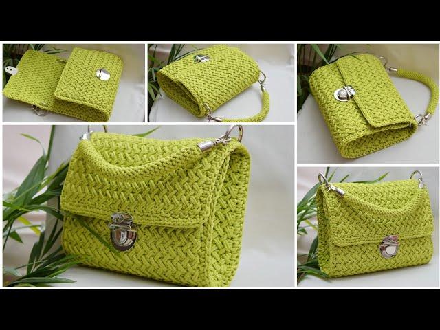 Beautiful herringbone crochet pattern. A crossbody bag with clear shapes. Easy to crochet