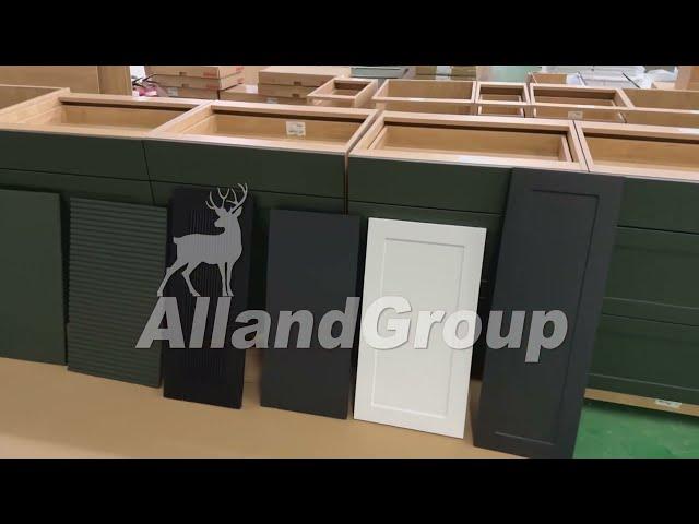 AllandCabinet Custom Made Kitchen Cabinets with Black Matte Lacquer Shaker Panel and Timber Veneer