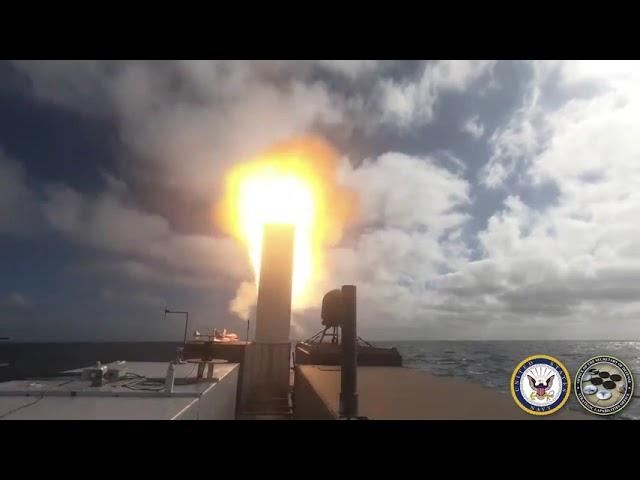 US Navy's unmanned Ghost Fleet ship USV Ranger fires an SM-6 missile