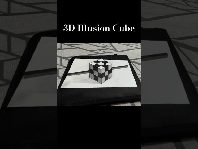 3D Trick Art On Paper| Realistic cube #shorts