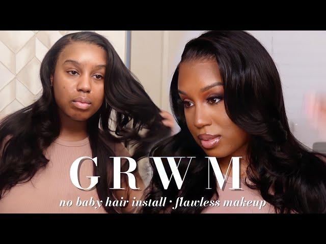 GRWM: NO BABY HAIR INSTALL + FLAWLESS MAKEUP | BEAUTY FOREVER HAIR| NATASHA S.