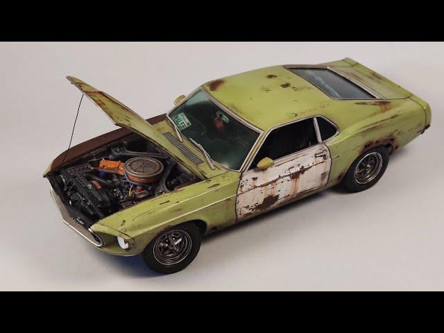 Revell 1/25 Ford Mustang 1969 Boss scale model us muscle car full build and paint video