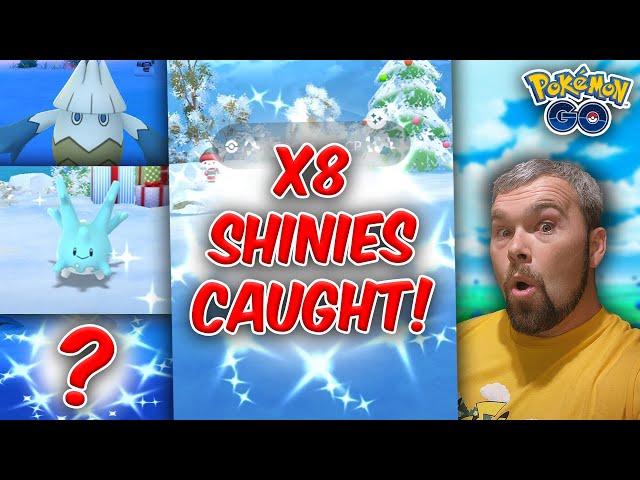 8 Shinies Caught! Holiday Event Shiny Grind! (Pokémon GO)