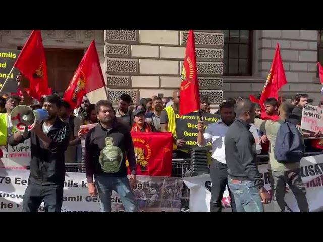 British Tamils protest Sri Lankan President's visit to London