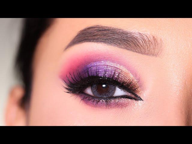 Cut crease PURPLE eyeshadow look || Party eye makeup Tutorial || Shilpa