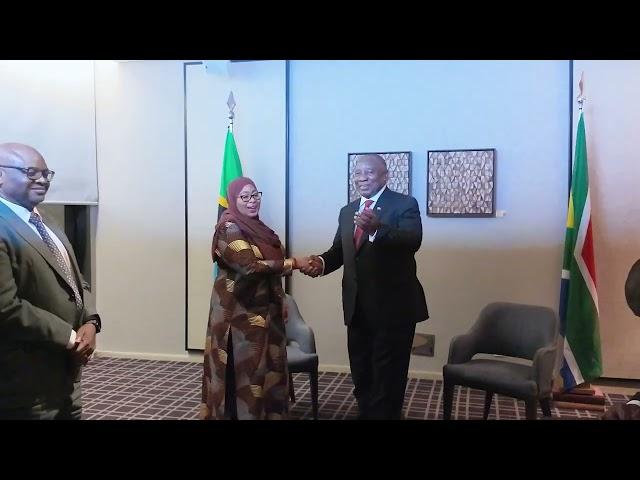 President Cyril Ramaphosa holds bilateral talks with President Samia Suluhu Hassan ahead of the G20