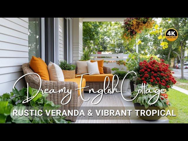 Dreamy English Cottage: Rustic Veranda and Vibrant Tropical Courtyards for Ultimate Relaxation