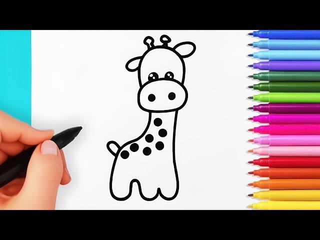 How to draw a giraffe easy | Drawing and coloring giraffe