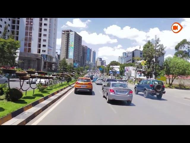 Driving from Bole Airport to Meskel Square, Addis Ababa, Ethiopia